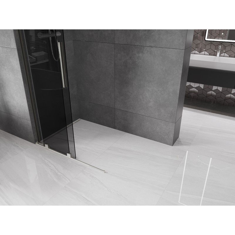 Mexen Velar L Sliding Shower Wall Walk-in 90 x 200 cm, Graphite 8 mm, Brushed Nickel - 871-090-003-43-97