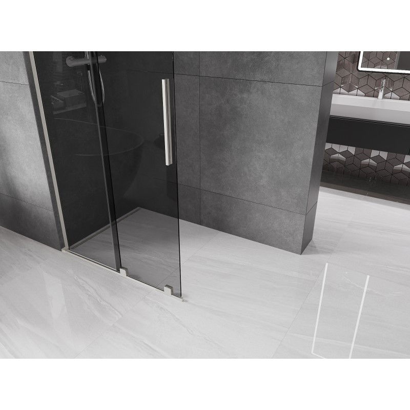 Mexen Velar L Sliding Shower Wall Walk-in 90 x 200 cm, Graphite 8 mm, Brushed Nickel - 871-090-003-43-97