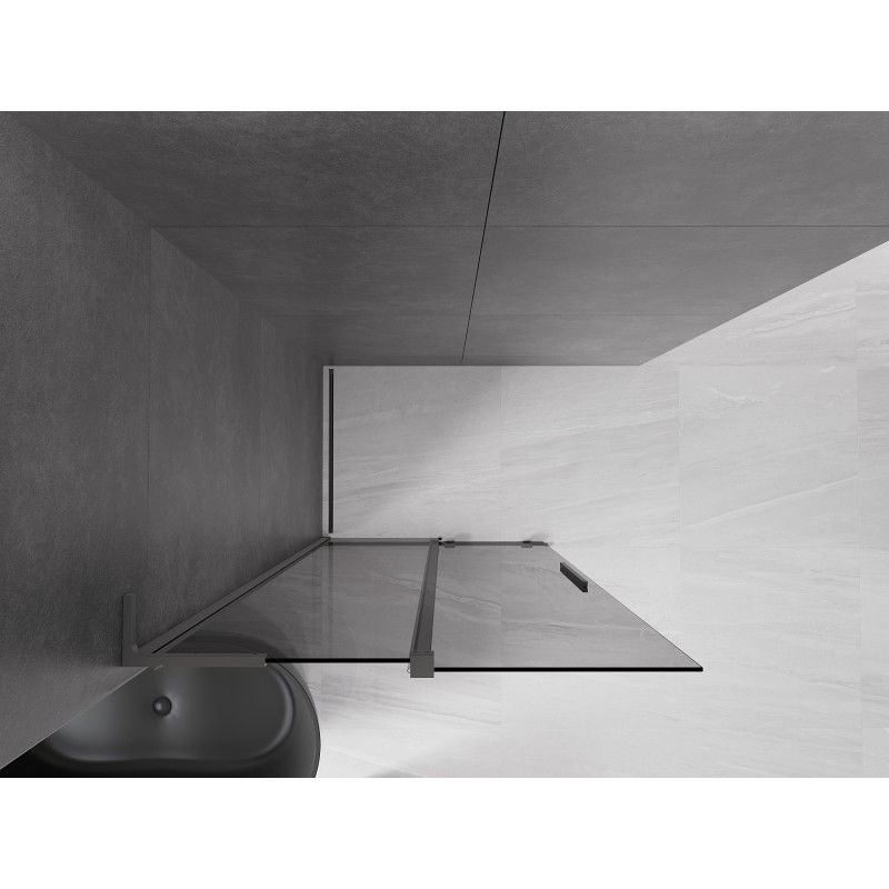 Mexen Velar L Sliding Shower Screen Walk-in 100 x 200 cm, Graphite 8 mm, Gun Metal - 871-100-003-43-95