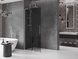 Mexen Velar L Sliding Shower Screen Walk-in 110 x 200 cm, Graphite 8 mm, Brushed Nickel - 871-110-003-43-97