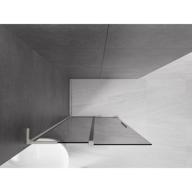 Mexen Velar L Sliding Walk-in Shower Wall 100 x 200 cm, Graphite 8 mm, Brushed Nickel - 871-100-003-43-97