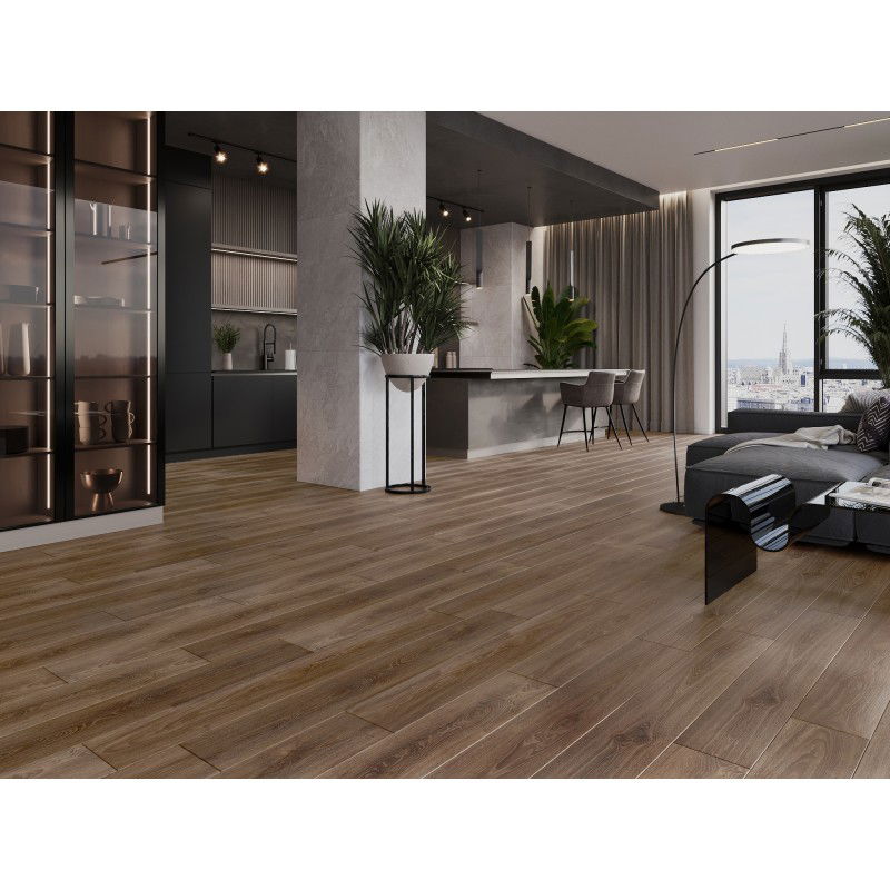 Mexen San Juan SPC Vinyl Panel Sample 6.5 mm, IXPE Underlay 1.5 mm, 4 V-Groove, Oak - F1049-S