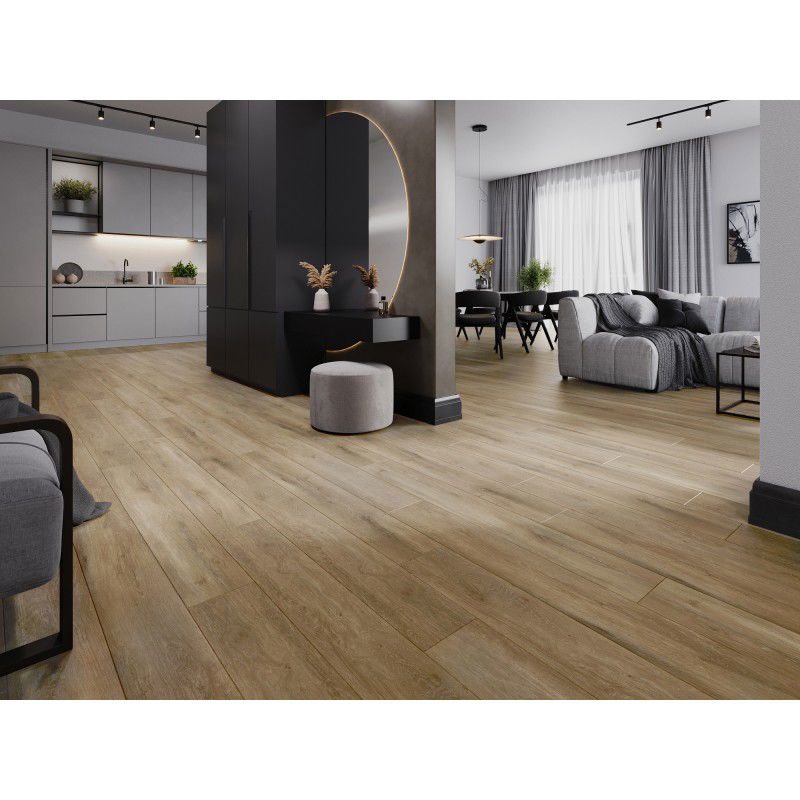 Mexen Long Creek sample vinyl panels 1240 x 182 mm SPC 6.5 mm, IXPE underlay 1.5 mm, 4 V-Groove, Oak - F1050-S