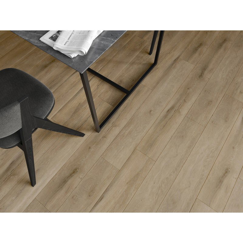 Mexen Long Creek sample of SPC vinyl panels 6.5 mm, IXPE underlay 1.5 mm, 4 V-Groove, Oak - F1050-S