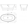 Mexen Eris freestanding bathtub 180 x 95 cm, white, white overflow - 53441809500-20