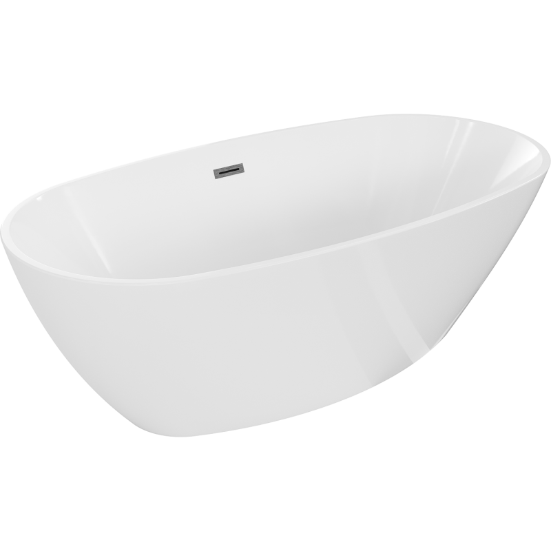 Mexen Eris freestanding bathtub 180 x 95 cm, white, gun gray brushed overflow - 53441809500-66
