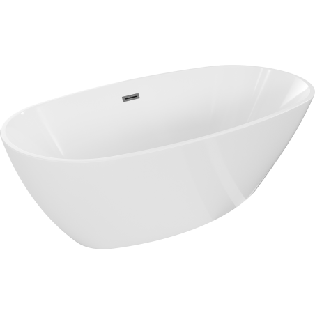 Mexen Eris freestanding bathtub 180 x 95 cm, white, gun gray brushed overflow - 53441809500-66