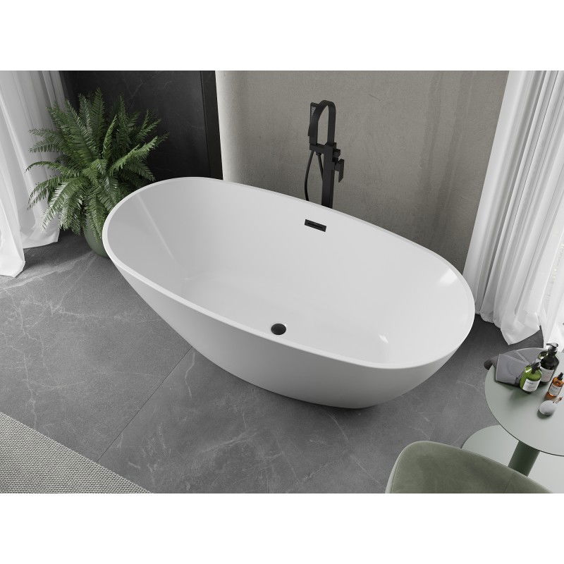 Mexen Eris Freestanding Bathtub 180 x 95 cm, White, Black Overflow - 53441809500-70