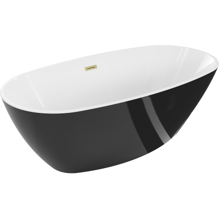 Mexen Eris freestanding bathtub 180 x 95 cm, white/black, overflow brushed gold - 53441809575-55