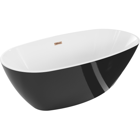Mexen Eris freestanding bathtub 180 x 95 cm, white/black, overflow rose gold - 53441809575-60