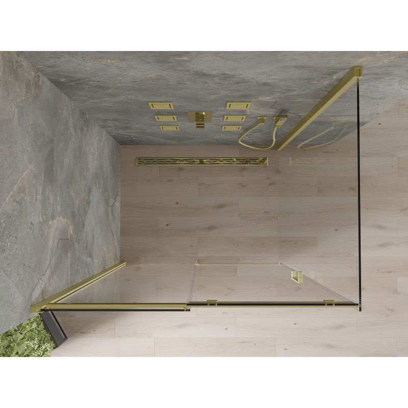Mexen Omega sliding shower cabin 130 x 80 cm, transparent, gold - 825-130-080-50-00