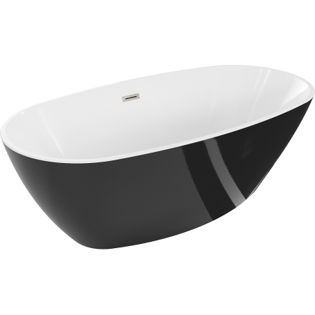 Mexen Eris freestanding bathtub 180 x 95 cm, white/black, nickel brushed overflow - 53441809575-97