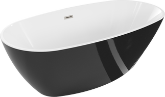 Mexen Eris free-standing bathtub 180 x 95 cm, white/black, brushed nickel overflow - 53441809575-97