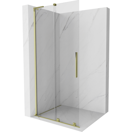 Mexen Velar L Sliding Shower Wall Walk-in 100 x 200 cm, Transparent 8 mm, Gold - 871-100-003-03-50
