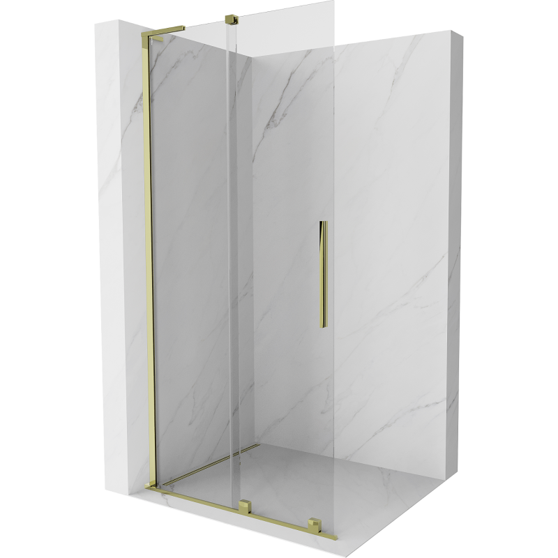 Mexen Velar L Sliding Shower Wall Walk-in 120 x 200 cm, Transparent 8 mm, Gold - 871-120-003-03-50