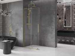 Mexen Velar L Sliding Shower Wall Walk-in 120 x 200 cm, Transparent 8 mm, Gold - 871-120-003-03-50