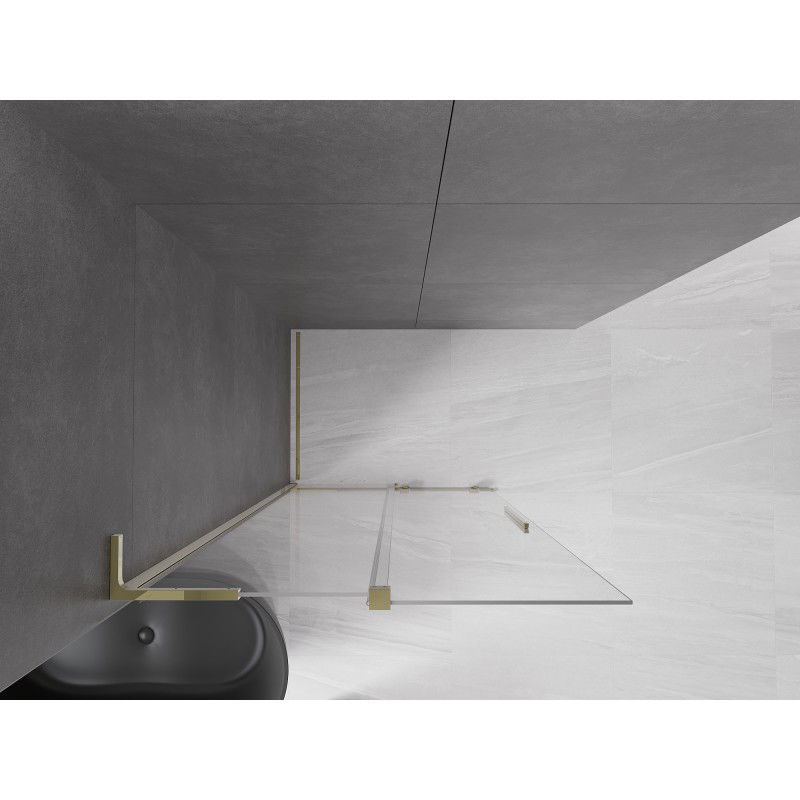 Mexen Velar L Sliding Shower Wall Walk-in 100 x 200 cm, Transparent 8 mm, Gold - 871-100-003-03-50