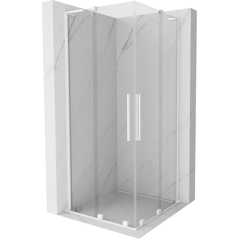 Mexen Velar L Duo sliding shower cabin 80 x 80 cm, transparent, white - 871-080-080-02-03-20