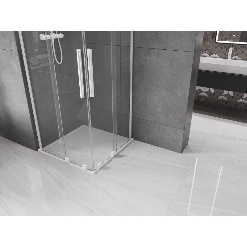 Mexen Velar L Duo sliding shower cabin 80 x 80 cm, transparent, white - 871-080-080-02-03-20