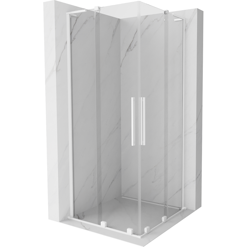 Mexen Velar L Duo sliding shower enclosure 100 x 100 cm, transparent, white - 871-100-100-02-03-20
