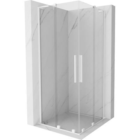 Mexen Velar L Duo sliding shower cabin 100 x 100 cm, transparent, white - 871-100-100-02-03-20