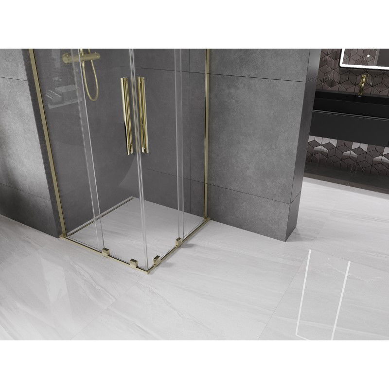 Mexen Velar L Duo Sliding Shower Enclosure 80 x 80 cm, Transparent, Gold - 871-080-080-02-03-50