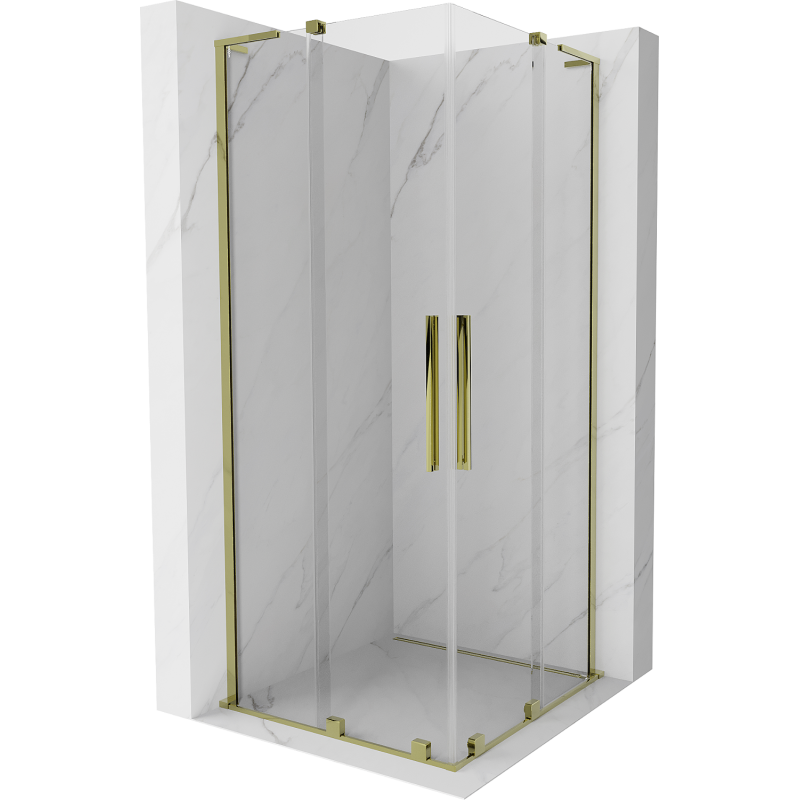 Mexen Velar L Duo Sliding Shower Enclosure 90 x 90 cm, Transparent, Gold - 871-090-090-02-03-50
