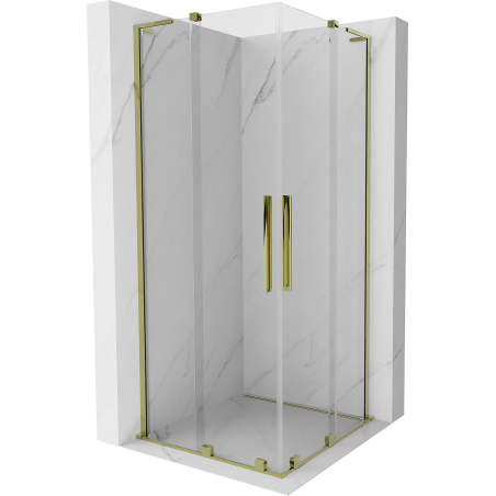 Mexen Velar L Duo sliding shower cabin 90 x 90 cm, transparent, gold - 871-090-090-02-03-50