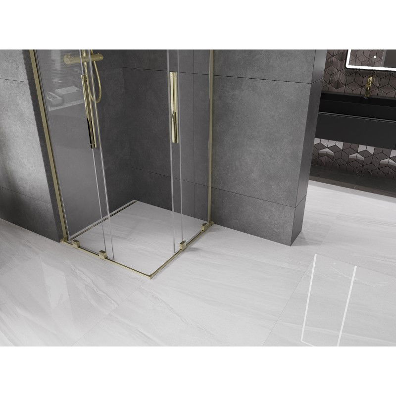 Mexen Velar L Duo Sliding Shower Enclosure 80 x 80 cm, Transparent, Gold - 871-080-080-02-03-50