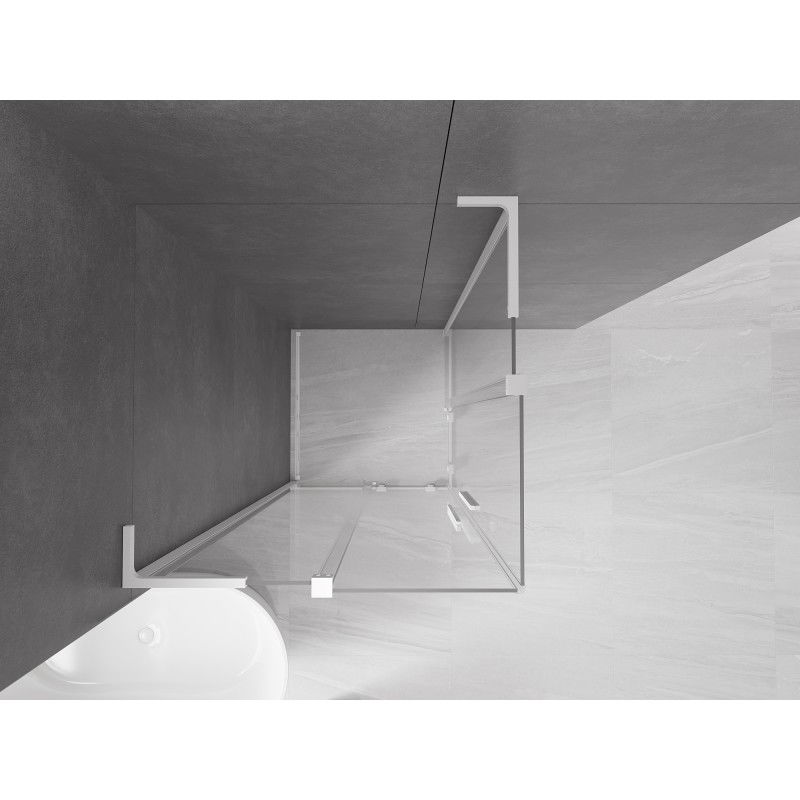 Mexen Velar L Duo sliding shower cabin 100 x 100 cm, transparent, white - 871-100-100-02-03-20