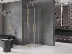Mexen Velar L Duo sliding shower cabin 100 x 100 cm, transparent, gold - 871-100-100-02-03-50