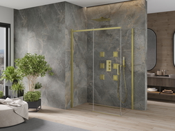 Mexen Omega extendable shower cubicle 140 x 80 cm, Transparent, Gold - 825-140-080-50-00
