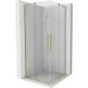 Mexen Velar L Duo sliding shower enclosure 90 x 90 cm, transparent, brushed gold - 871-090-090-02-03-55