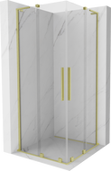 Mexen Velar L Duo sliding shower enclosure 90 x 90 cm, transparent, brushed gold - 871-090-090-02-03-55