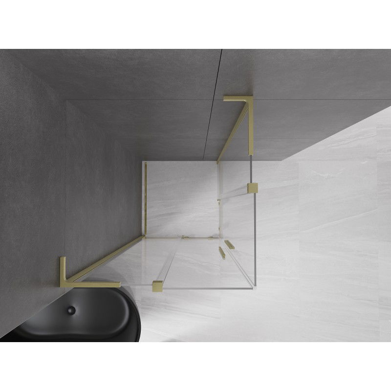 Mexen Velar L Duo sliding shower cabin 80 x 80 cm, transparent, brushed gold - 871-080-080-02-03-55