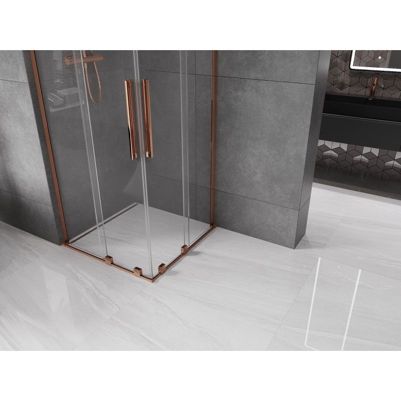 Mexen Velar L Duo sliding shower cabin 80 x 80 cm, transparent, rose gold - 871-080-080-02-03-60