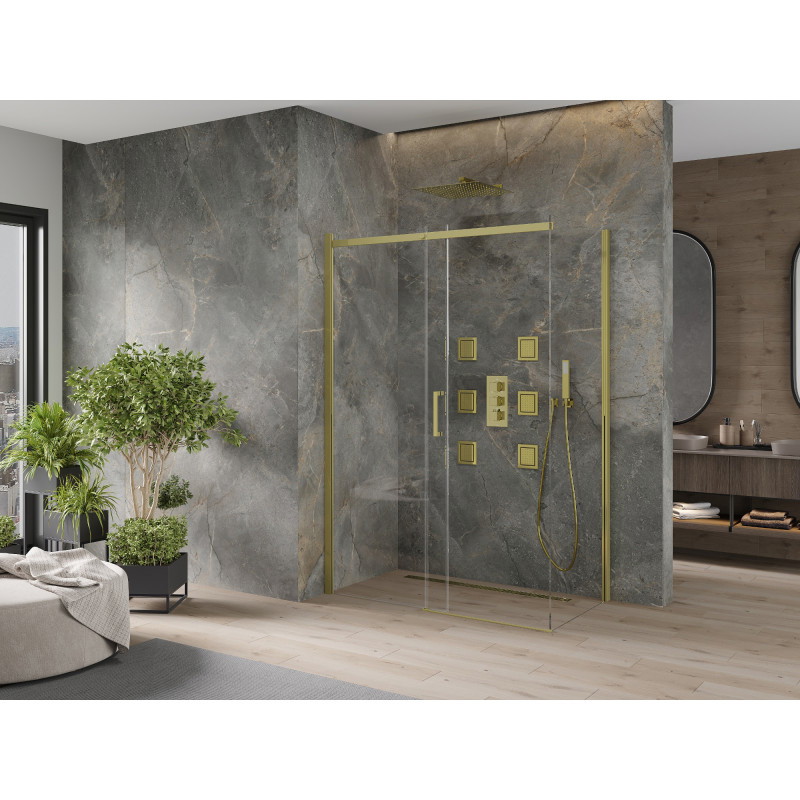 Mexen Omega sliding shower cabin 140 x 70 cm, transparent, gold - 825-140-070-50-00
