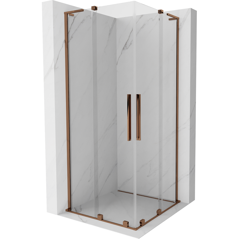 Mexen Velar L Duo sliding shower cabin 100 x 100 cm, transparent, rose gold - 871-100-100-02-03-60