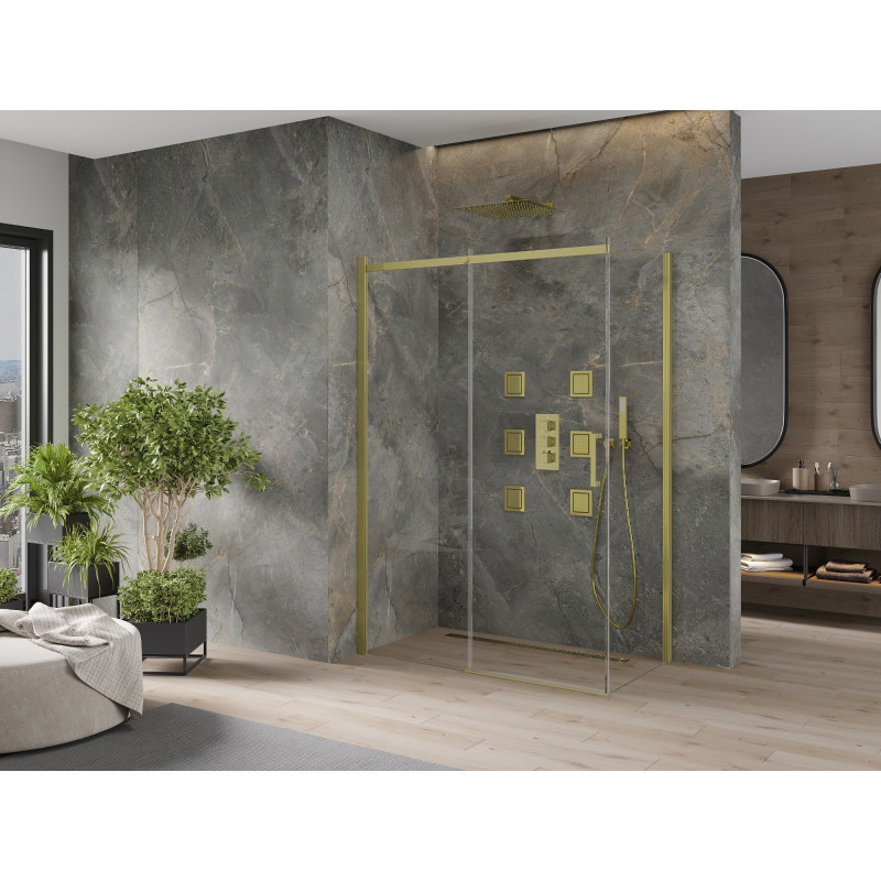 Mexen Omega sliding shower cabin 140 x 70 cm, transparent, gold - 825-140-070-50-00