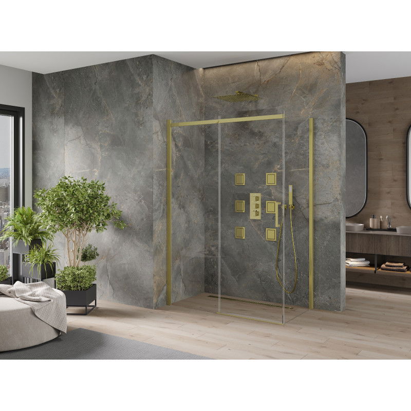 Mexen Omega sliding shower enclosure 140 x 70 cm, transparent, gold - 825-140-070-50-00