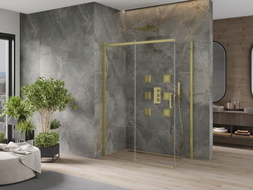 Mexen Omega sliding shower cabin 140 x 70 cm, transparent, gold - 825-140-070-50-00