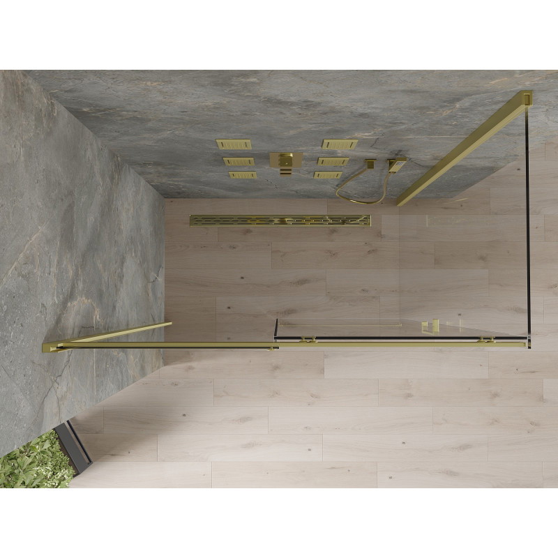 Mexen Omega sliding shower cabin 140 x 70 cm, transparent, gold - 825-140-070-50-00