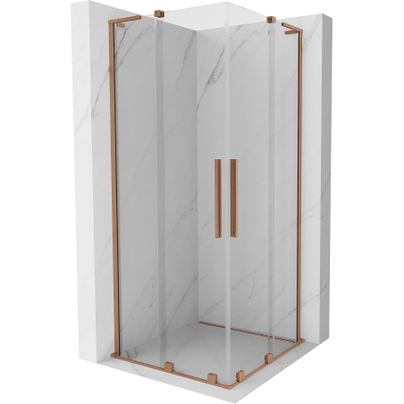 Mexen Velar L Duo sliding shower cabin 80 x 80 cm, transparent, brushed copper - 871-080-080-02-03-65
