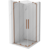 Mexen Velar L Duo sliding shower enclosure 90 x 90 cm, transparent, brushed copper - 871-090-090-02-03-65