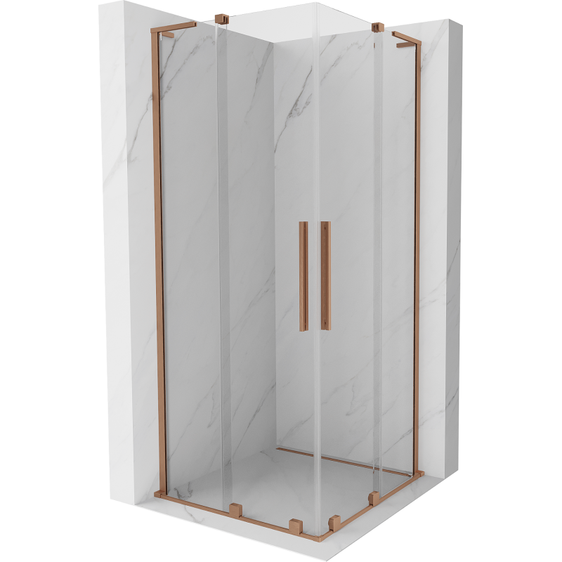 Mexen Velar L Duo sliding shower cabin 100 x 100 cm, transparent, brushed copper - 871-100-100-02-03-65