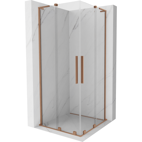 Mexen Velar L Duo sliding shower cabin 100 x 100 cm, transparent, brushed copper - 871-100-100-02-03-65