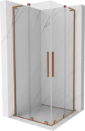 Mexen Velar L Duo Sliding Shower Enclosure 100 x 100 cm, Transparent, Brushed Copper - 871-100-100-02-03-65