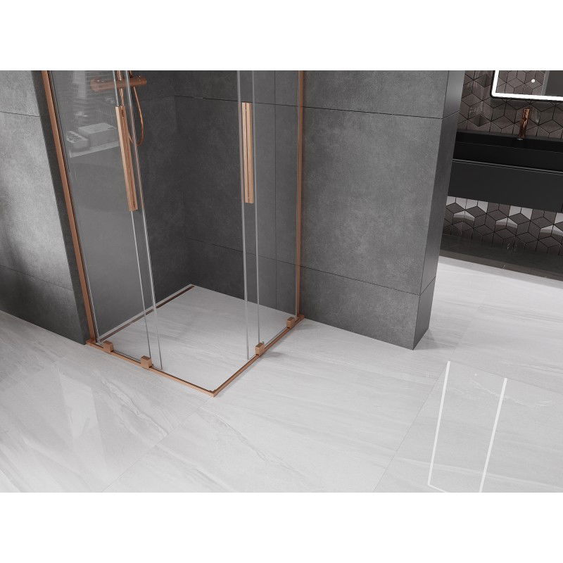 Mexen Velar L Duo Sliding Shower Cabin 90 x 90 cm, Transparent, Brushed Copper - 871-090-090-02-03-65