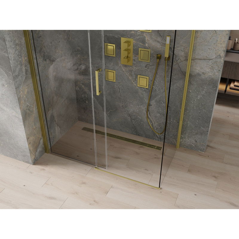 Mexen Omega sliding shower enclosure 140 x 70 cm, transparent, gold - 825-140-070-50-00