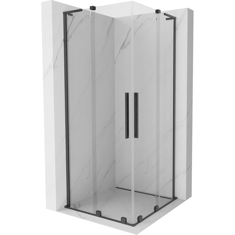 Mexen Velar L Duo sliding shower cabin 80 x 80 cm, transparent, brushed gun gray - 871-080-080-02-03-66